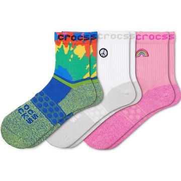 Crocs Adult Quarter Graphic 3-Pack Strumpor Dam Rosa | Sverige 1634CTVE
